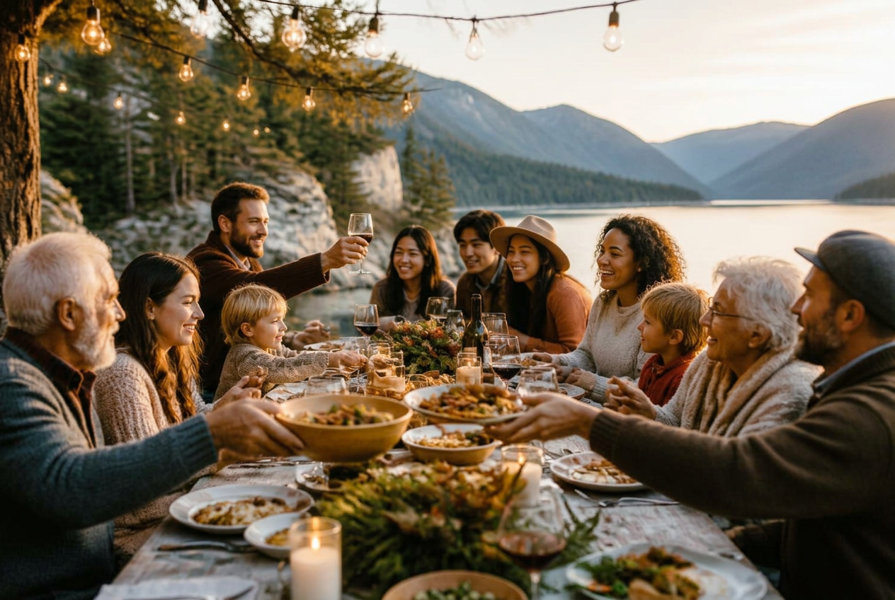 Owners gathered around a full table, relaxed and laughing at the end of the day